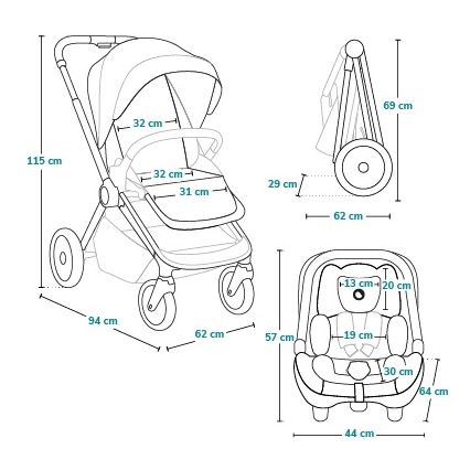 Lionelo - Carrinho combinado 3 em 1 LAYLA Green Forest
