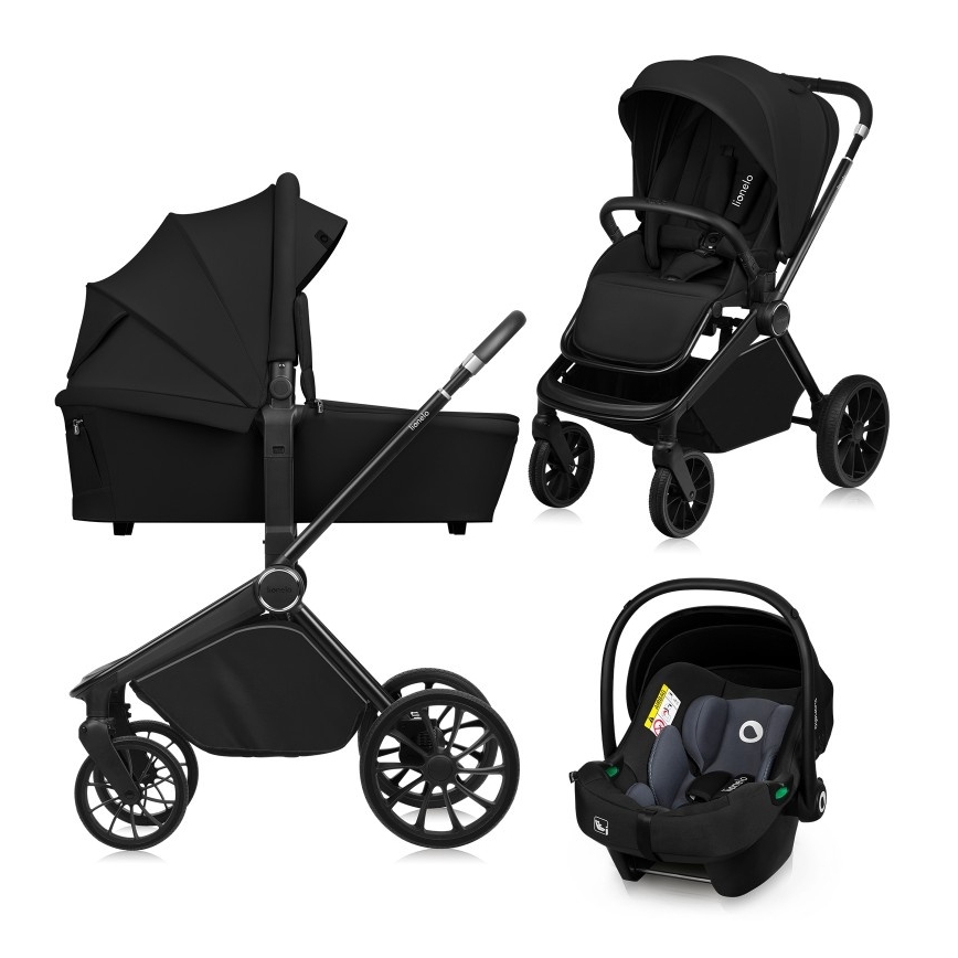 Lionelo - Carrinho combinado 3 em 1 MIKA PLUS Ônix Preto