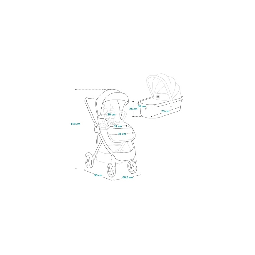 Lionelo - Carrinho de bebé combinado 2 em 1 AMBER PLUS Verde Floresta