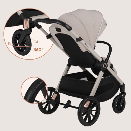 Lionelo - Carrinho de bebé combinado 3 em 1 LAYLA Bege Areia