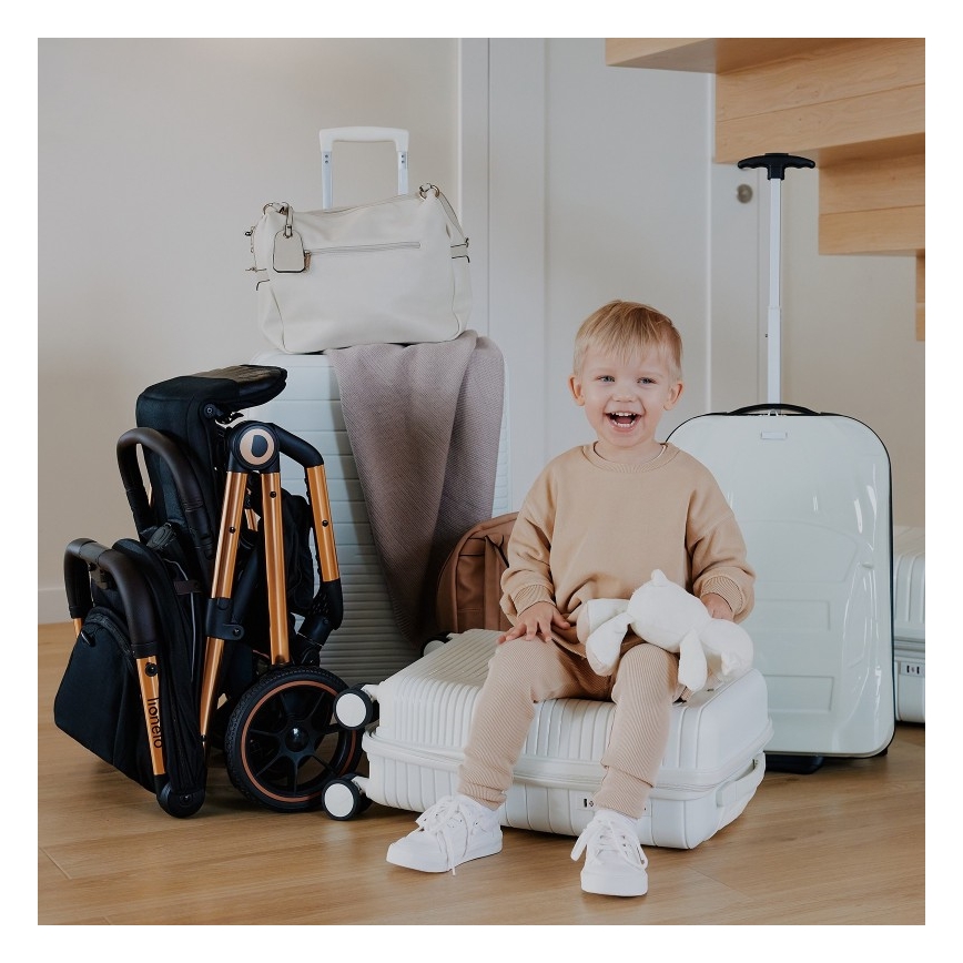 Lionelo - Carrinho de passeio CLOE preto/dourado