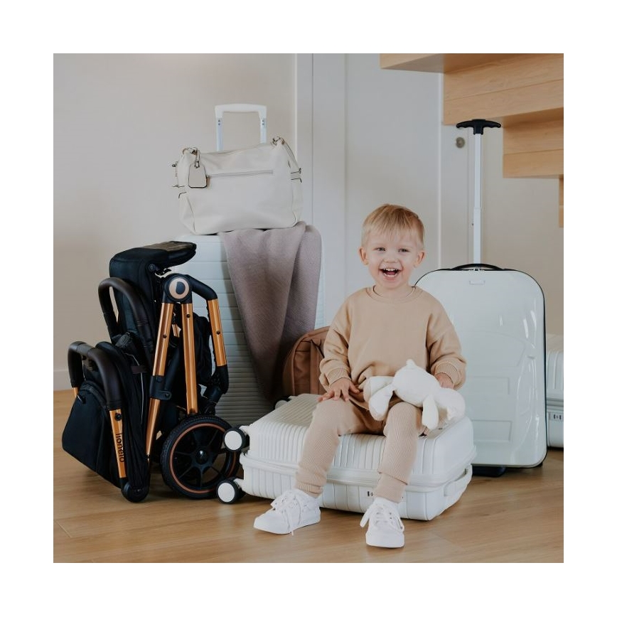 Lionelo - Carrinho de passeio desportivo CLOE preto/azul/dourado