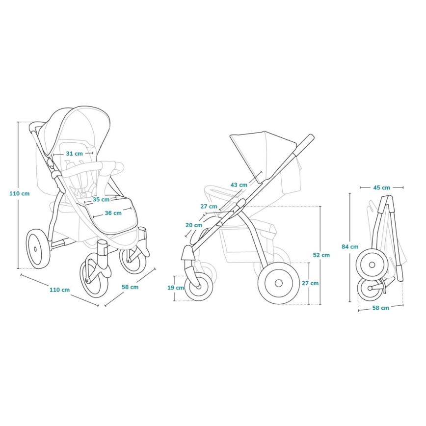 Lionelo - Carrinho desportivo ANNET PLUS Concrete