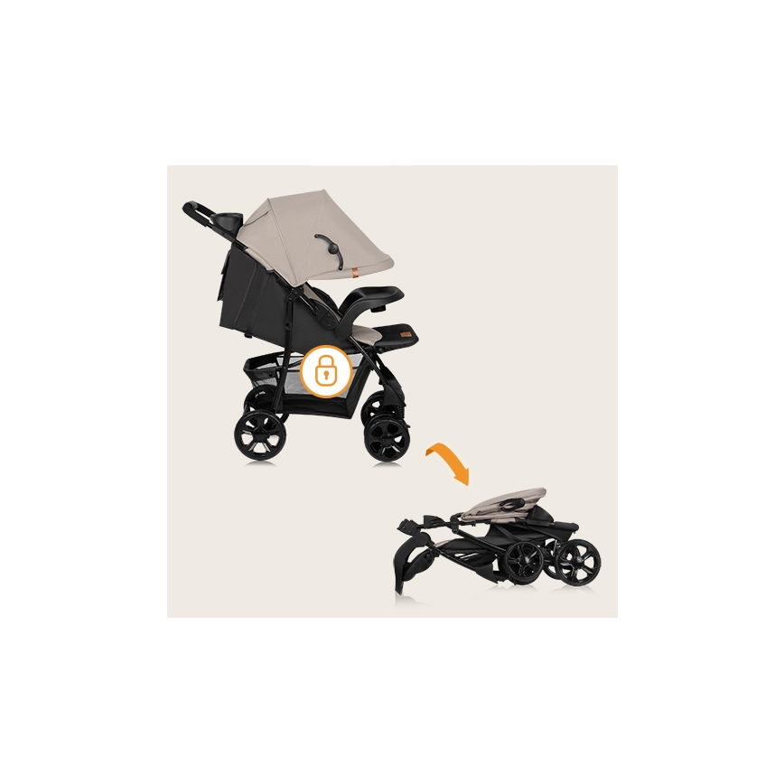 Lionelo - Carrinho desportivo EMMA PLUS bege/preto