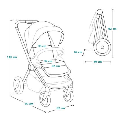 Lionelo - Carrinho desportivo MIKA PLUS Beige Sand
