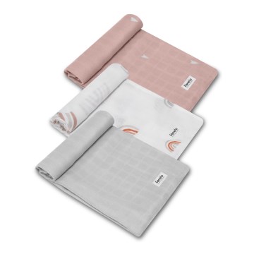 Lionelo - Conjunto de 3 fraldas de bambu 70x70 cm Arco-íris