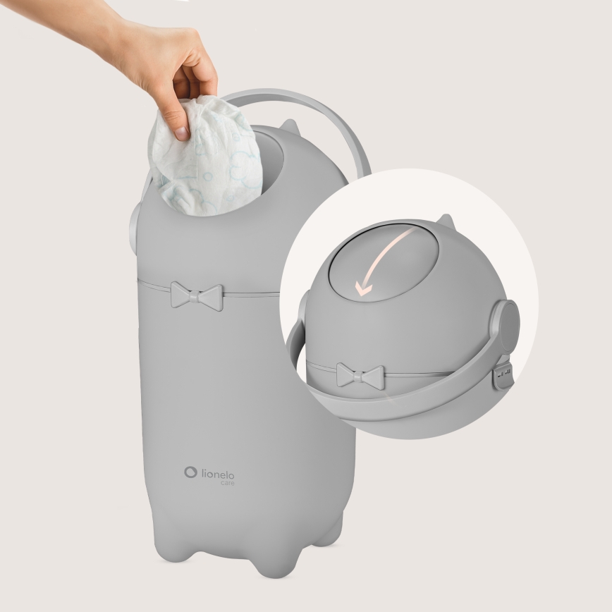 Lionelo - Contentor para fraldas PUREBIN 10 l Cinza