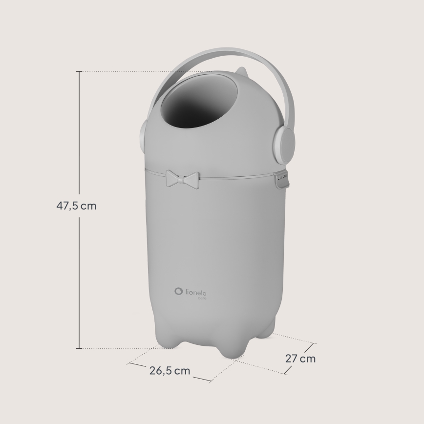 Lionelo - Contentor para fraldas PUREBIN 10 l Cinza