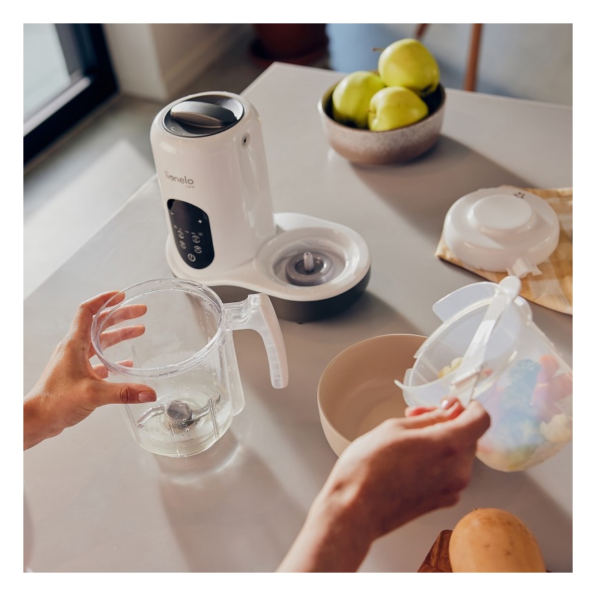 Lionelo - Cozedor a vapor 5 em 1 BABYMENU 110W/230V branco/cinzento