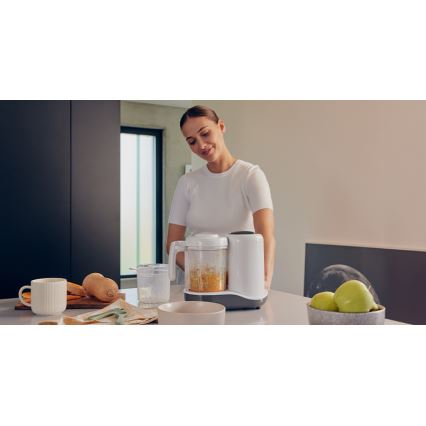 Lionelo - Cozedor a vapor 5 em 1 BABYMENU 110W/230V branco/cinzento