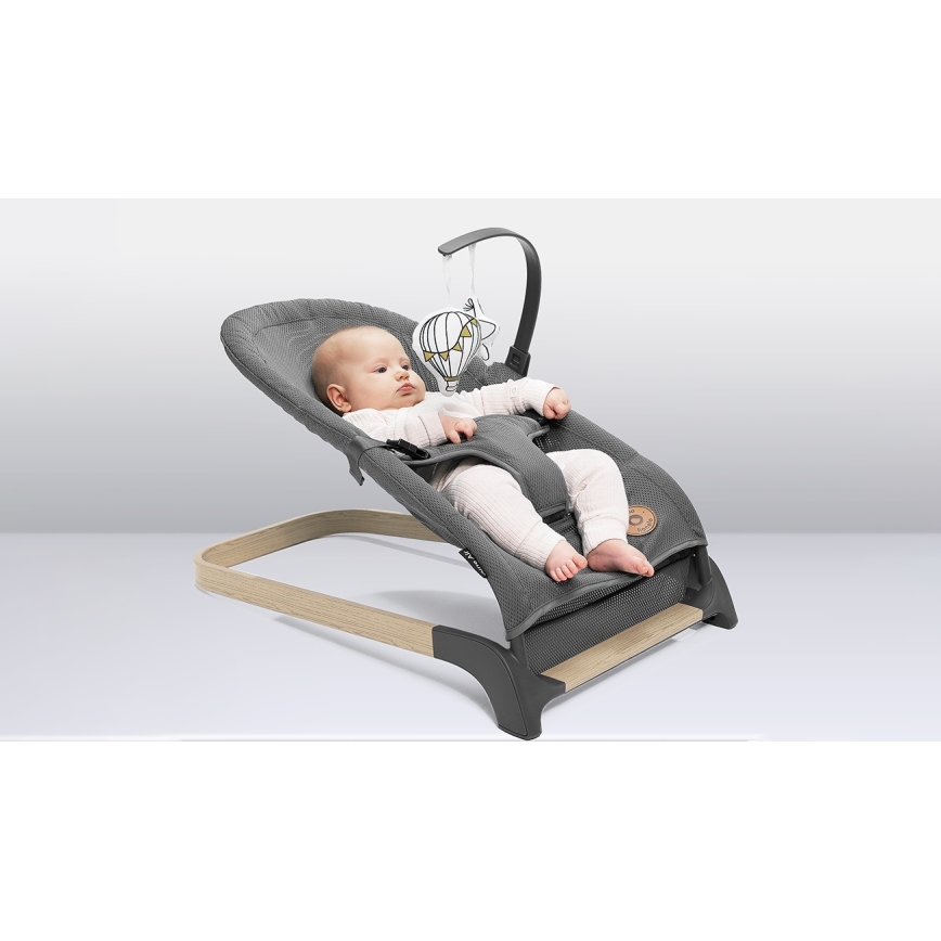 Lionelo - Espreguiçadeira para bebé JUNE cinzento
