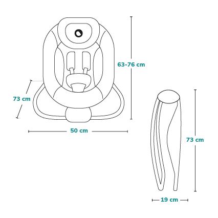 Lionelo - Espreguiçadeira vibratória para bebé com uma melodia PASCAL 2xAA cinzento/turquesa