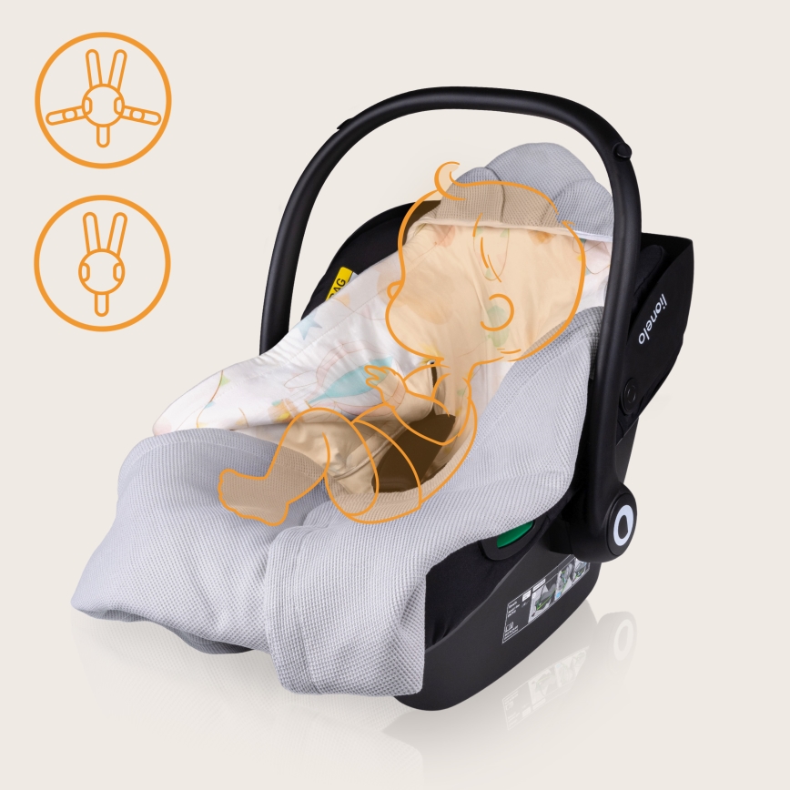 Lionelo - Manta envelopante para cadeirinha auto TRAVEL SWADDLE 90x90 cm Cinza Balão