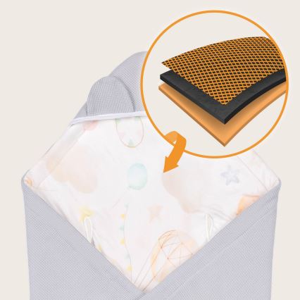 Lionelo - Manta envelopante para cadeirinha auto TRAVEL SWADDLE 90x90 cm Cinza Balão