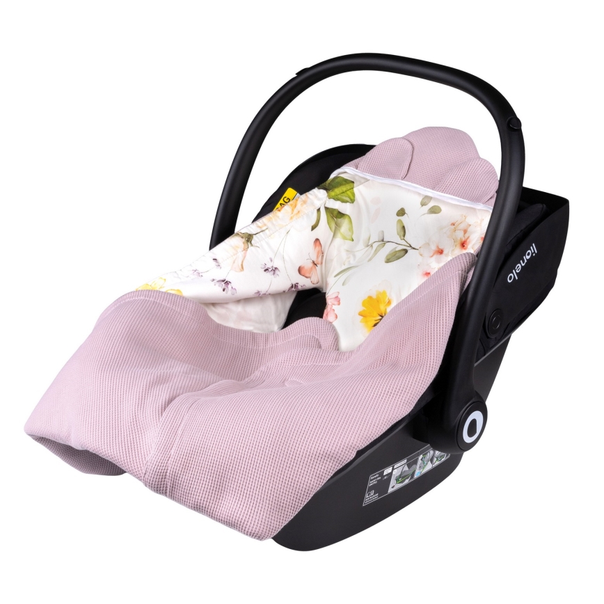 Lionelo - Manta envelopante para cadeirinha de carro TRAVEL SWADDLE 90x90 cm Rosa Floral