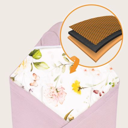Lionelo - Manta envelopante para cadeirinha de carro TRAVEL SWADDLE 90x90 cm Rosa Floral