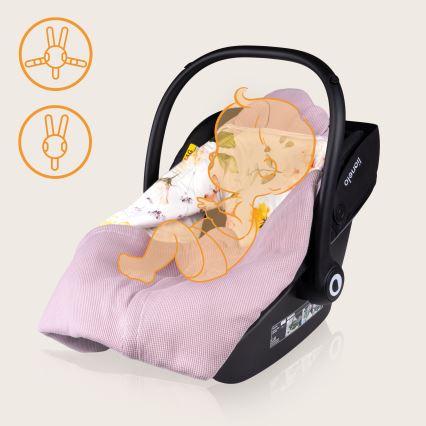 Lionelo - Manta envelopante para cadeirinha de carro TRAVEL SWADDLE 90x90 cm Rosa Floral