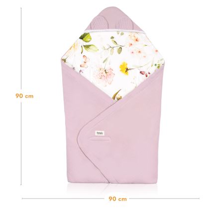Lionelo - Manta envelopante para cadeirinha de carro TRAVEL SWADDLE 90x90 cm Rosa Floral