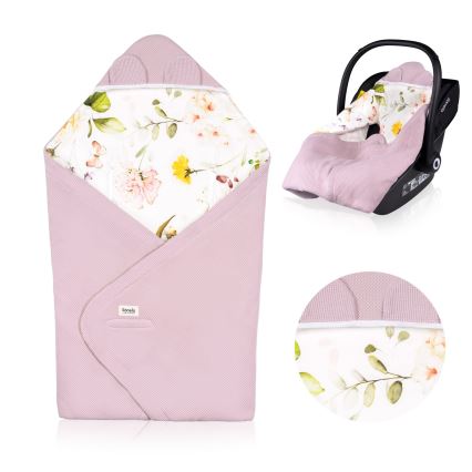 Lionelo - Manta envolvente para cadeirinha auto TRAVEL SWADDLE 90x90 cm Rosa Floral