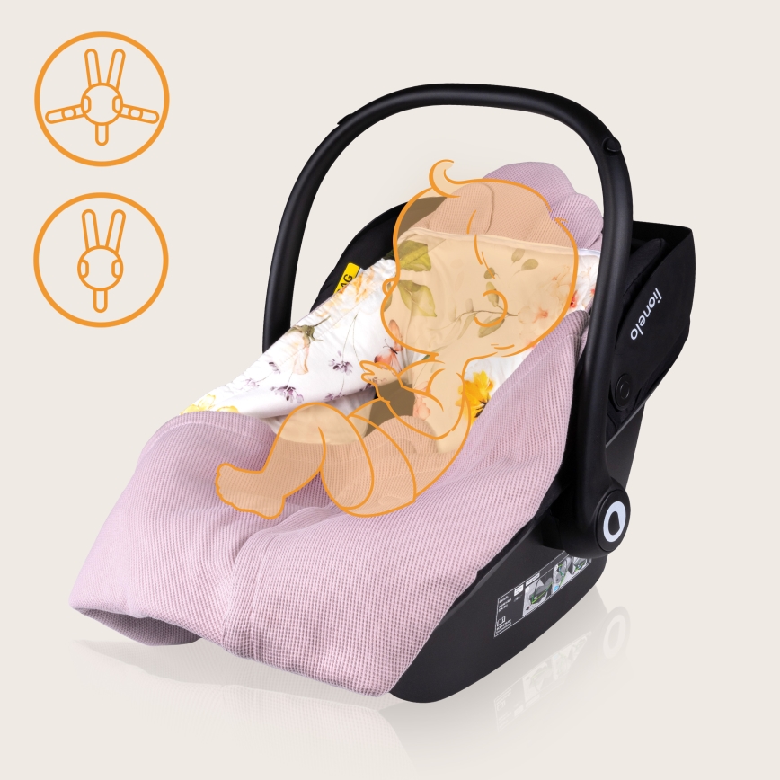 Lionelo - Manta envolvente para cadeirinha auto TRAVEL SWADDLE 90x90 cm Rosa Floral