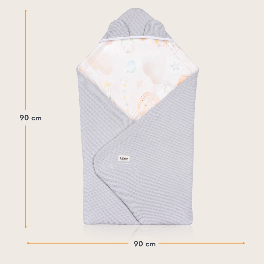 Lionelo - Manta para cadeira de carro TRAVEL SWADDLE 90x90 cm Cinza Balão