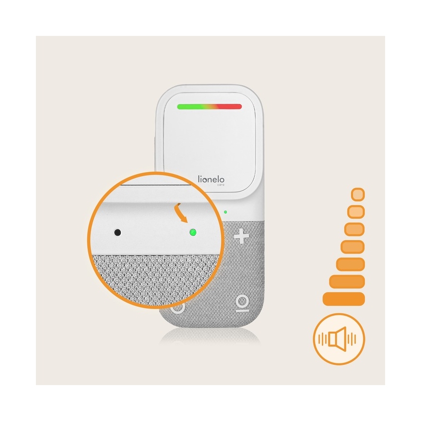 Lionelo - Monitor de áudio para bebés recarregável sem fios BABYLINE 2.2 5V