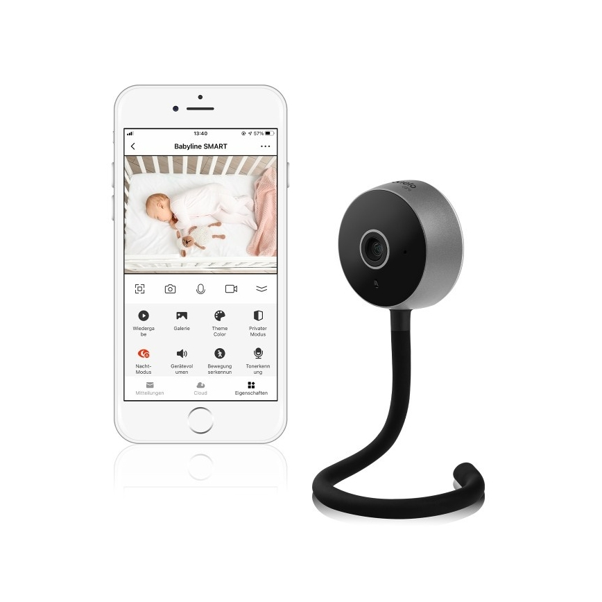 Lionelo - Monitor de bebé inteligente BABYLINE SMART Wi-Fi Preto