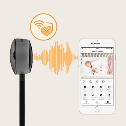 Lionelo - Monitor de bebé inteligente BABYLINE SMART Wi-Fi Preto