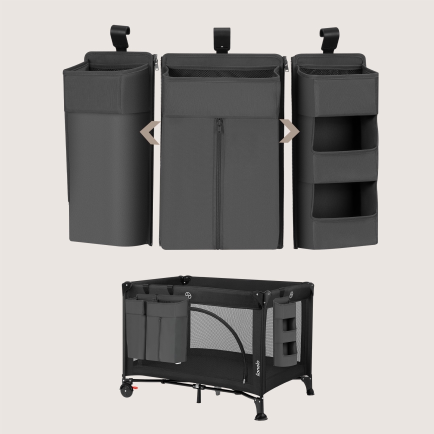 Lionelo - Organizador para berço 3 em 1 SIDEPOCKET Cinza