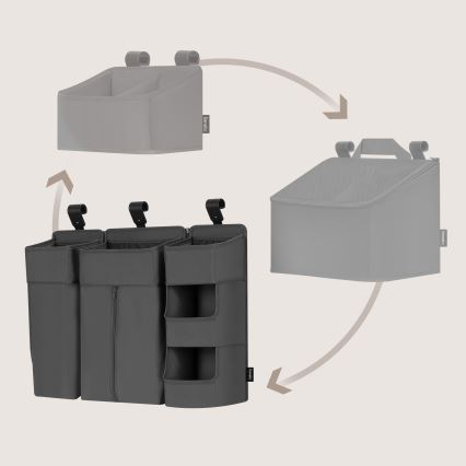 Lionelo - Organizador para berço 3 em 1 SIDEPOCKET Cinza