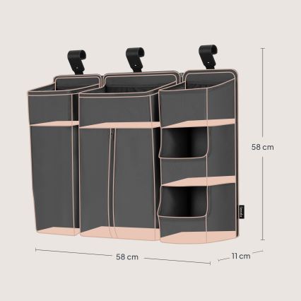 Lionelo - Organizador para berço 3 em 1 SIDEPOCKET Cinza