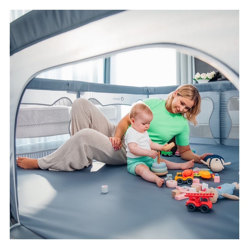 Lionelo - Parque infantil WILLOW XL cinzento