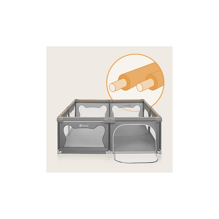 Lionelo - Parque infantil WILLOW XL cinzento