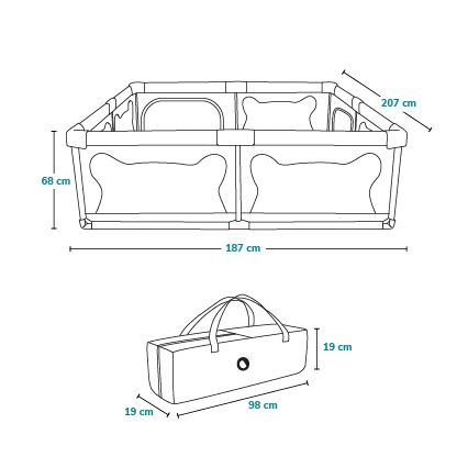 Lionelo - Parque infantil WILLOW XL cinzento
