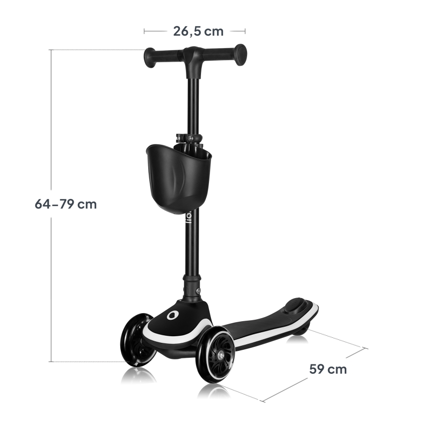 Lionelo - Patinete infantil MEY 3xAAA Preto Ônix