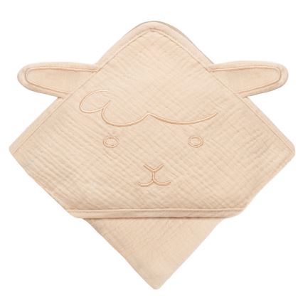 Lionelo - Toalha de banho infantil com capuz MUSLIN HOODED TOWEL Bege Cappuccino