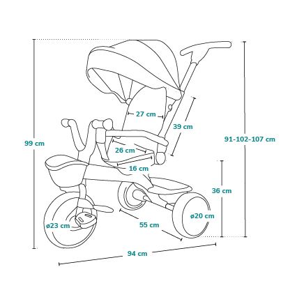 Lionelo - Triciclo infantil HAARI rosa/cinzento