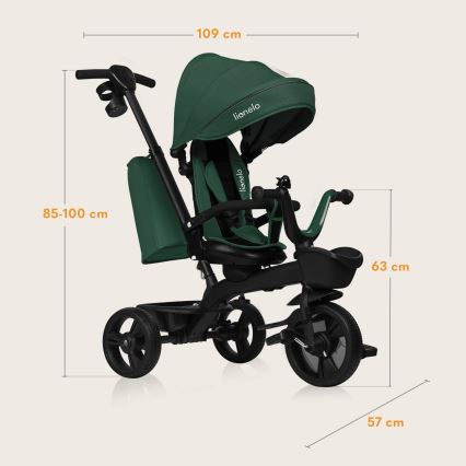 Lionelo - Triciclo infantil KORI Green Emerald