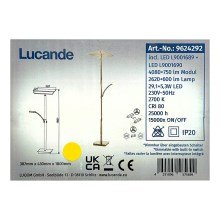 Lucande - Candeeiro de chão LED com regulação PARTHENA LED/29,1W/230V + LED/5,3W/230V