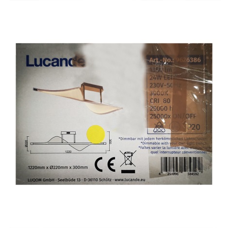 Lucande - Candelabro integrado LED com regulação EDANO LED/24W/230V