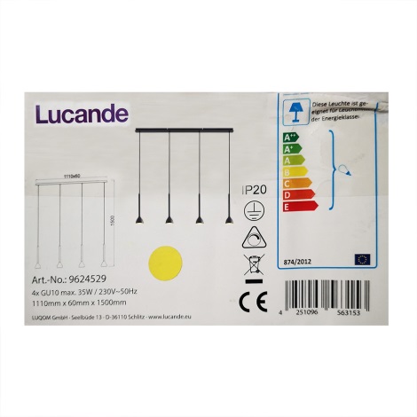 Lucande - Candelabro suspenso NORDWIN 4xGU10/35W/230V