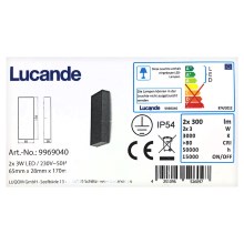 Lucande - Iluminação de parede exterior LED CORDA 2xLED/3W/230V IP54