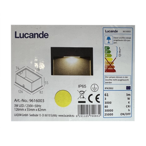 Lucande - Iluminação incorporada para exterior LED MITJA LED/3W/230V IP65