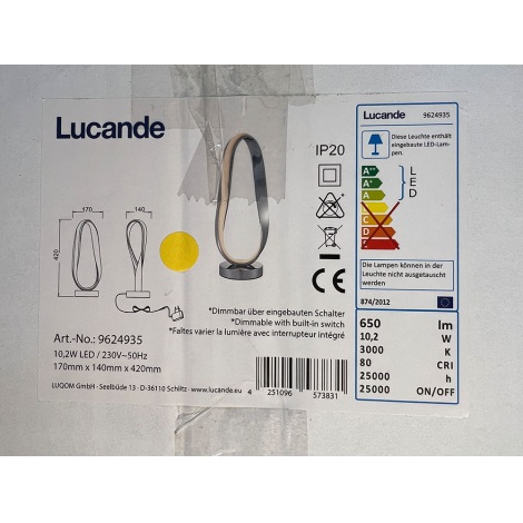 Lucande - LED  Candeeiro de mesa com regulação XALIA LED/10,2W/230V