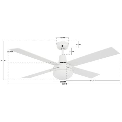 Lucci Air 210339 - Ventilador de teto AIRFUSION QUEST 1xE27/60W/230V branco/madeira + controlo remoto