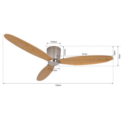 Lucci air 210519 - Ventilador de teto AIRFUSION RADAR cromo brilhante/madeira + controlo remoto