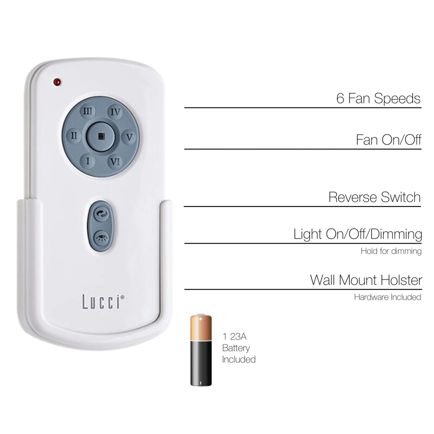 Lucci Air 21052TRS - Comando à distância para ventiladores CLIMATE, RADAR, FRASER 1x pilha 23A