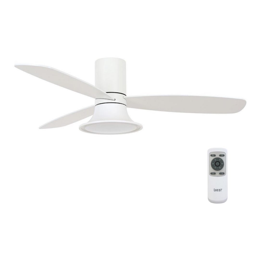 Lucci Air 210661 - Ventilador de teto LED regulável FLUSSO 1xGX53/18W/230V madeira/branco + comando à distância