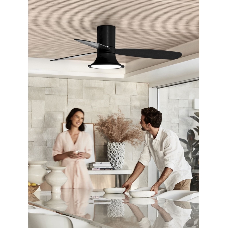Lucci Air 210662 - Ventilador de teto LED regulável FLUSSO 1xGX53/18W/230V madeira/preto + controlo remoto