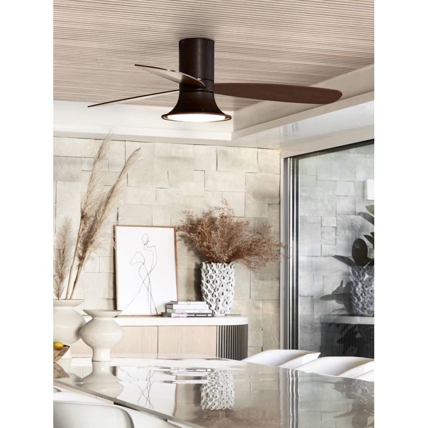 Lucci Air 210663 - Ventilador de teto LED regulável FLUSSO 1xGX53/18W/230V castanho + comando à distância